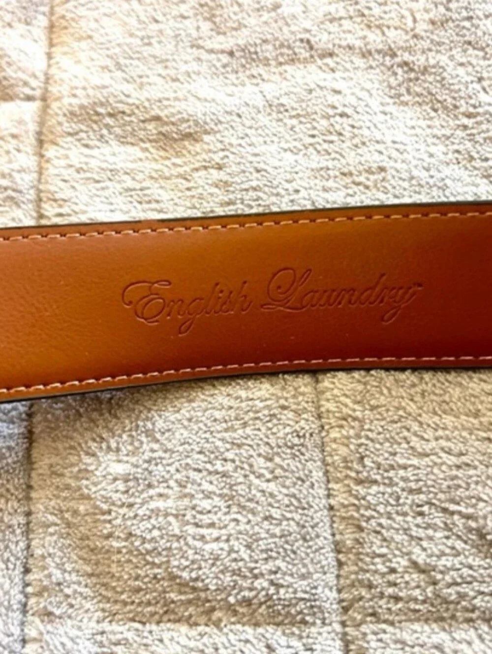 English Laundry brown leather belt with silver buckle style 30018 size 32